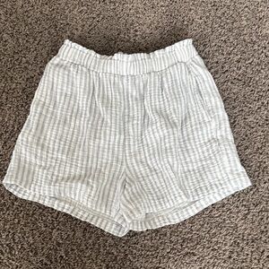 Roots High Waist Striped Shorts - Light Gray